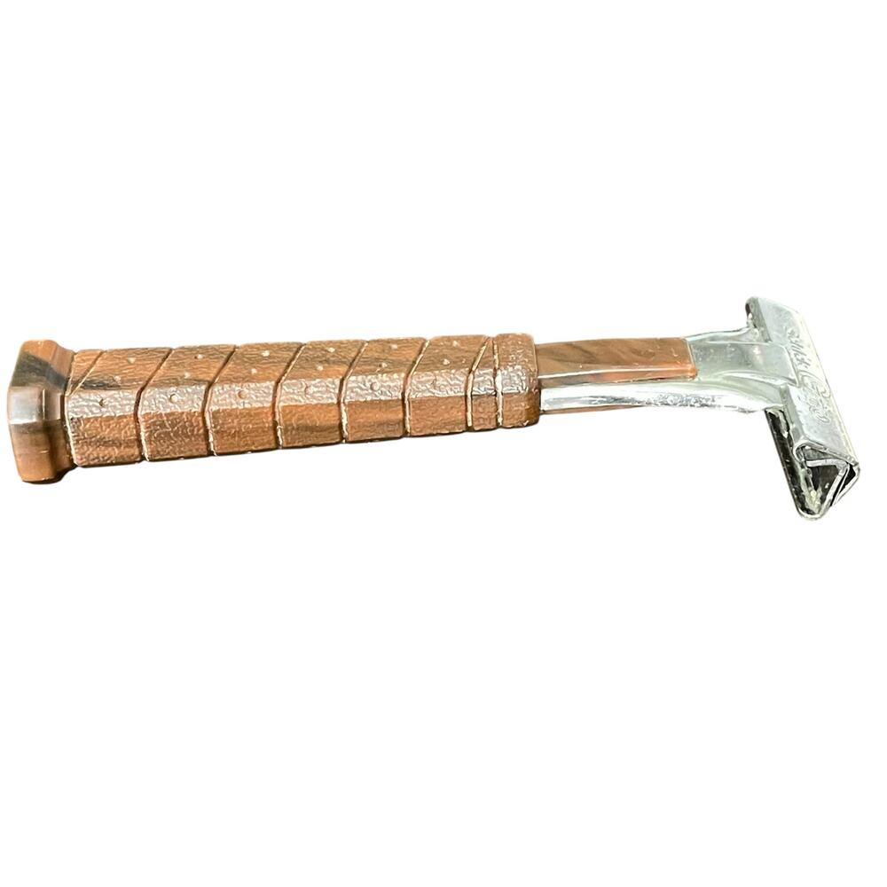 Vintage Schick Grip Razor Tennis Racket Wrapped Handle Brown Single Edge Safety